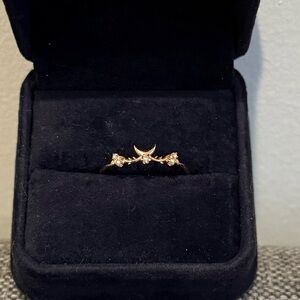 Sofia Zakia 14K Rose Gold Moon Guardian Diamond Pearl Ring Sz 8.5